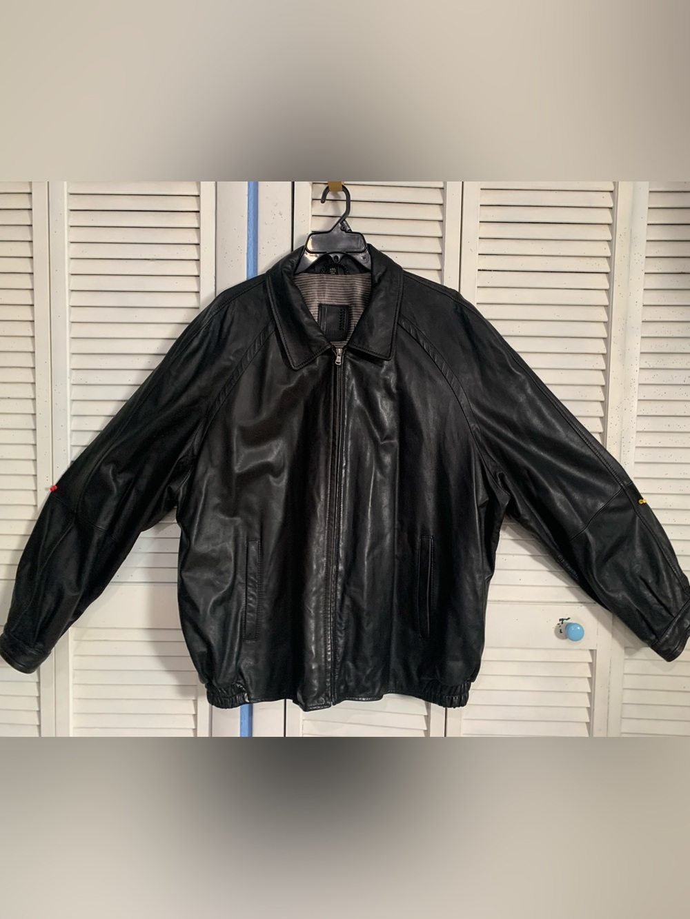 Vertical Robert Comstock Vintage Black Lambs Leather Bomber Jacket XXL